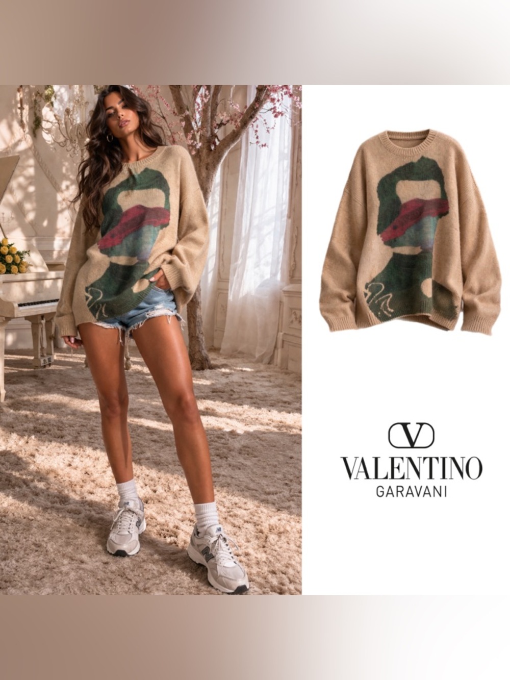 Valentino x Undercover Mohair blend Sweater with Multicolor Graphic Face